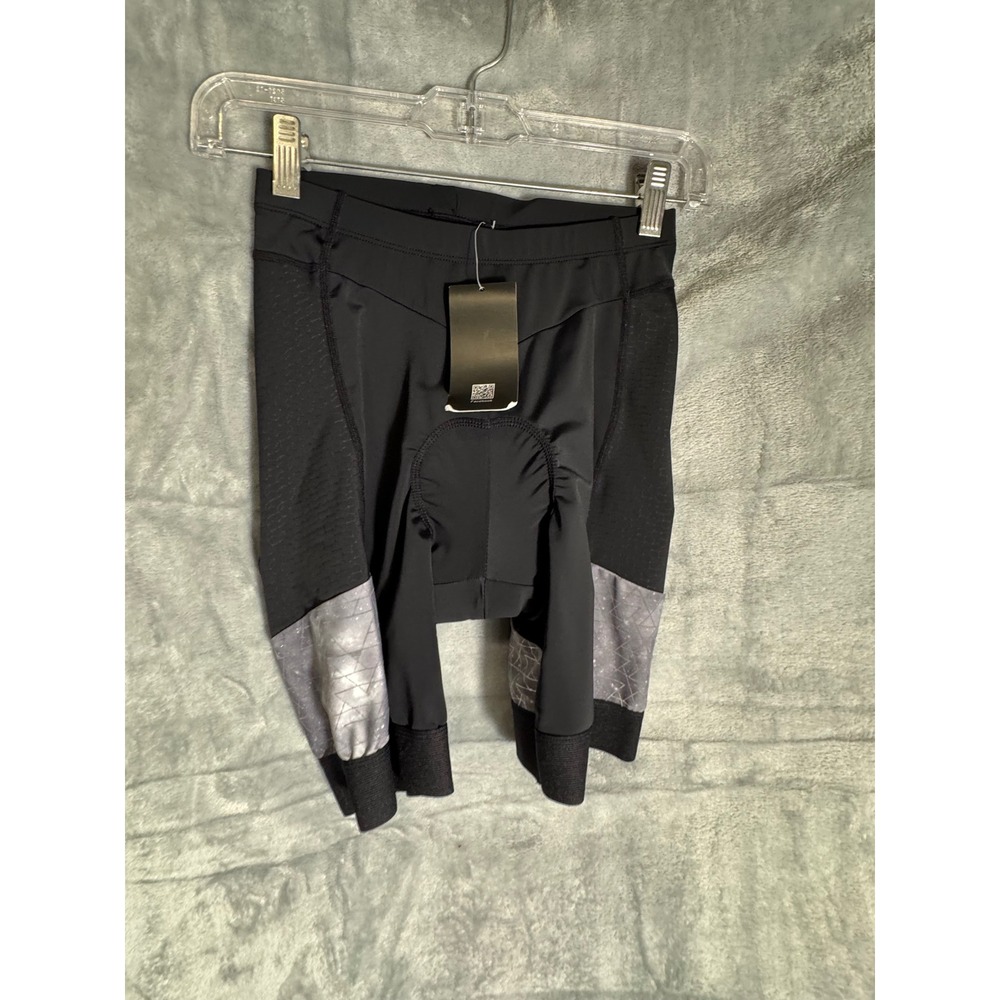 Beroy Womens Cycling Shorts Black Grey Geometric Padded Bike Shorts Size M NEW